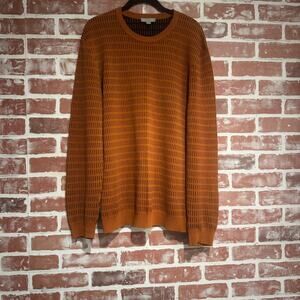 COS Double Face Jacquard Cotton Dash Pattern Knit Sweater Rust Men’s Size M EUC
